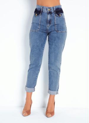 Calça (Jeans) Cropped com Bolsos Funcionais Sawary
