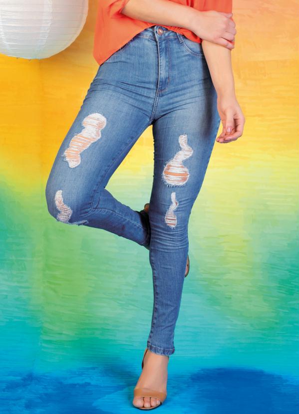 Calça (Jeans) Legging Super Lipo Destroyed Sawary