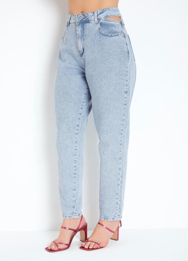 Calça (Jeans) Mom Jeans com Detalhe Vazado Sawary