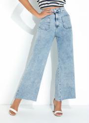 Cala Jeans Wide Leg com Bolsos Sawary