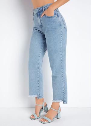 Calça Reta (Jeans) com Bolsos Sawary