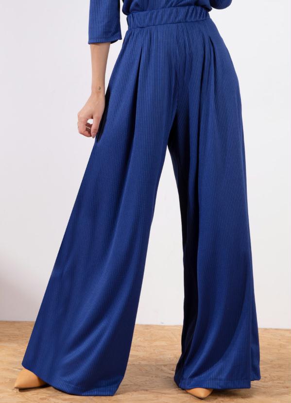 Calça Pantalona (Azul) com Pregas