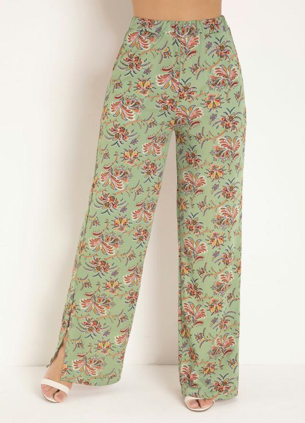 Calça Pantalona (Paisley Verde)
