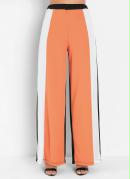 Calça Pantalona Tricolor com Recortes