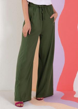 Calça Pantalona (Verde) com Bolsos Funcionais