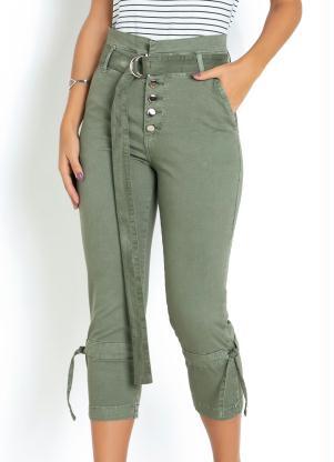 Cala Cropped (Verde) Sawary com Cinto Ajustvel