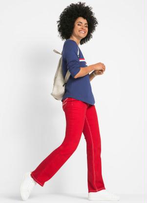 Calça Jeans com Contraste (Vermelha)