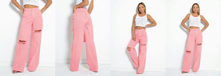 Cala Rosa Wide Leg com Destroyed Sawary