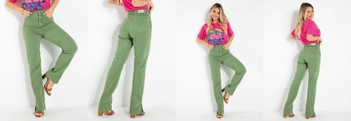 Cala Verde Reta Sawary com Bolsos e Fendas