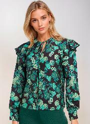 Blusa Manga Longa Floral Dark