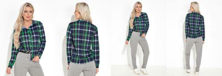 Camisa com Mangas Longas Xadrez Marinho