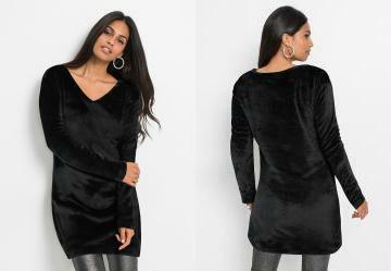 Suter Longo Preto Em Malha Peluciada