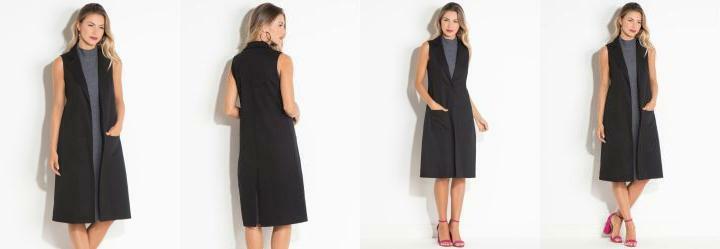 maxi colete preto plus size