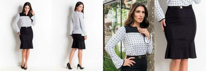 Conjunto Po e Preto com Babados