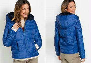 Jaqueta com Pelinho no Capuz Azul Marinho