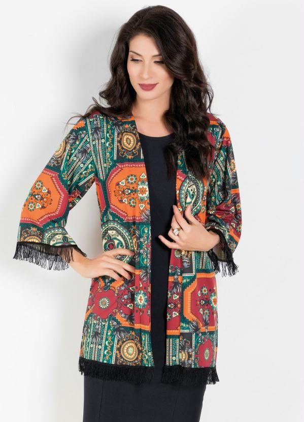 Kimono Moda Evanglica (Mandalas) com Franjas