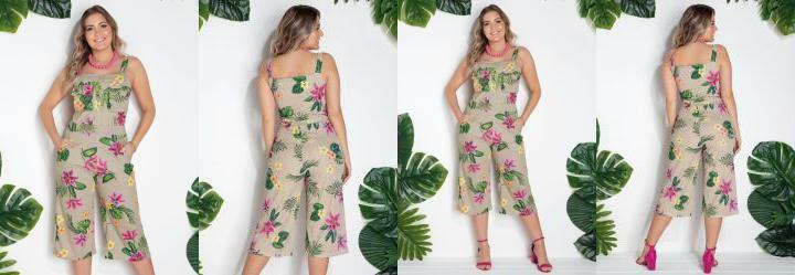 Macaco Pantacourt Areia com Bolsos Frontais