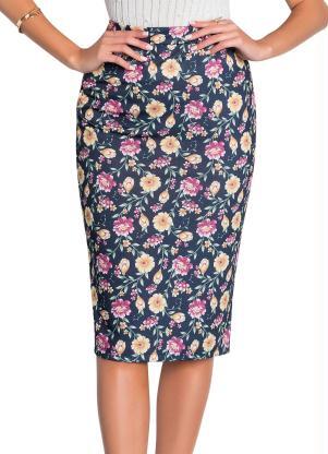Saia (Floral) Moda Evanglica Modelo Lpis