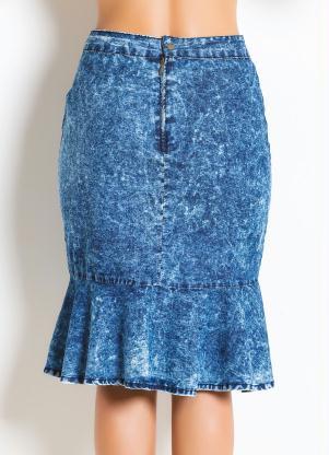 saia jeans com babado evangelica