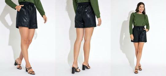 Short em Malha Cirr com Bolso Frente Preto