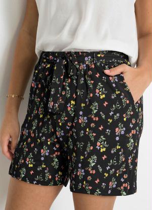 Shorts com Bolsos (Floral Dark)