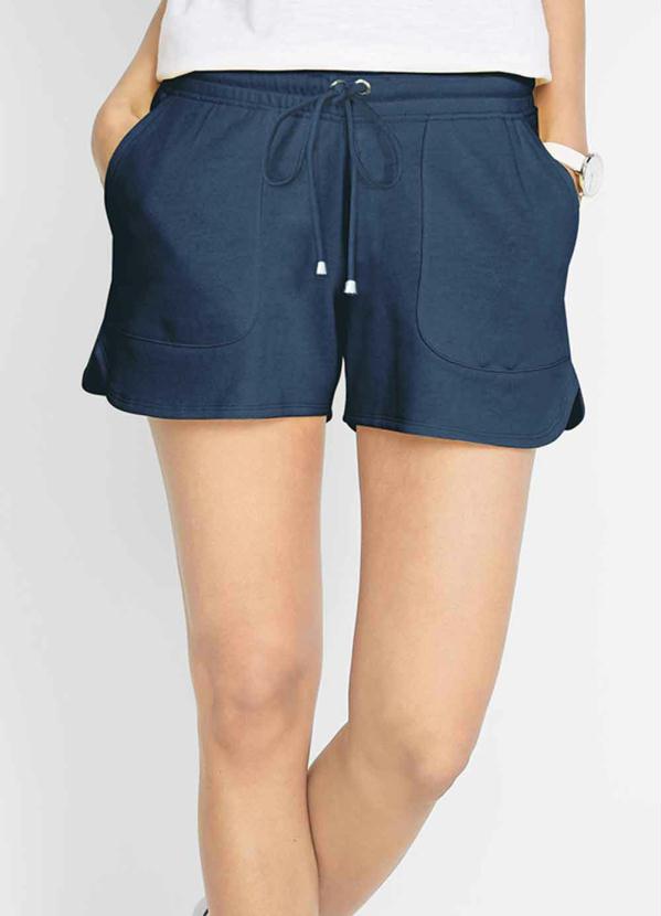 Shorts em Moletinho com Cordão (Azul Marinho)