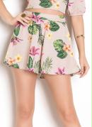 Shorts Floral Modelagem Ampla