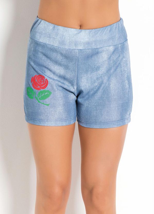 Shorts (Estampa Jeans) e Estampa de Rosa