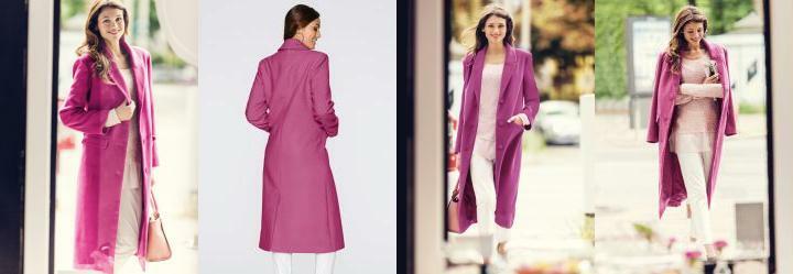 Casaco Sobretudo em Fio Sinttico Rosa