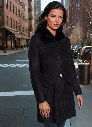 Sobretudo Preto em Malha Plush