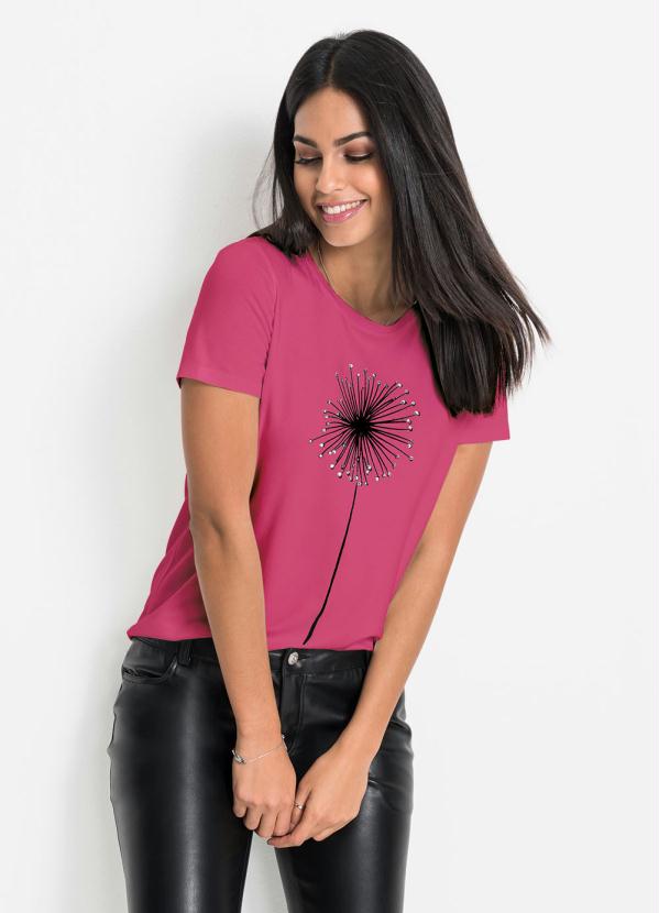 Blusa T-Shirt com Estampa (Pink)