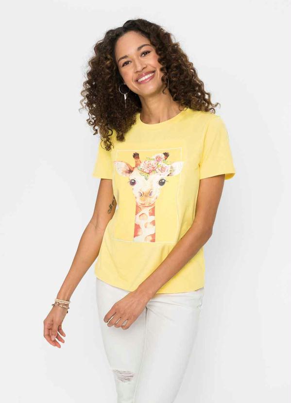 Blusa T-Shirt Estampada (Amarelo Candy)