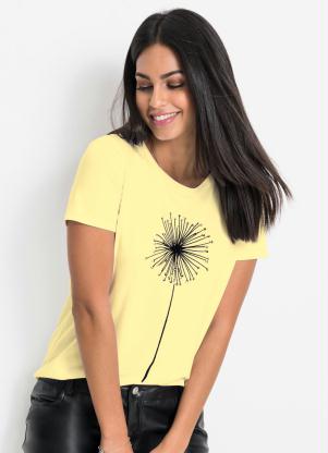 T-Shirt com Estampa Dente de Leão (Amarelo Candy)