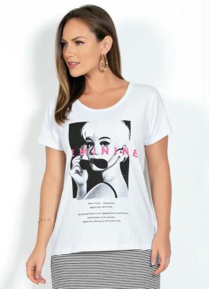 T-Shirt com Estampa Frontal (Branca)