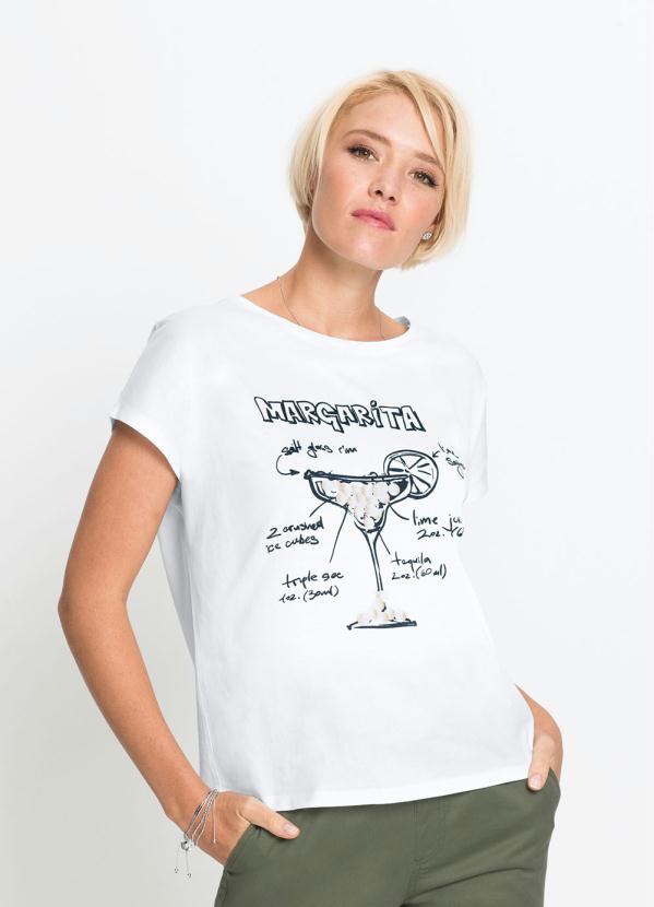 T-Shirt com Estampa Margarita Foil (Branca)