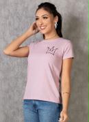 T-Shirt Rosa Claro com Estampa Frontal