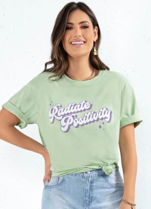 T-Shirt (Verde) Oversized com Estampa Frente