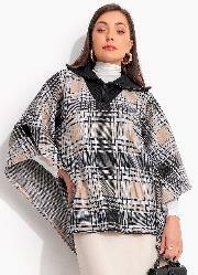 Casaco Xadrez Plaid Bege em Tric