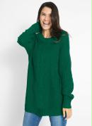 Suéter de Tricô Ponto Trabalhado Verde Escuro 