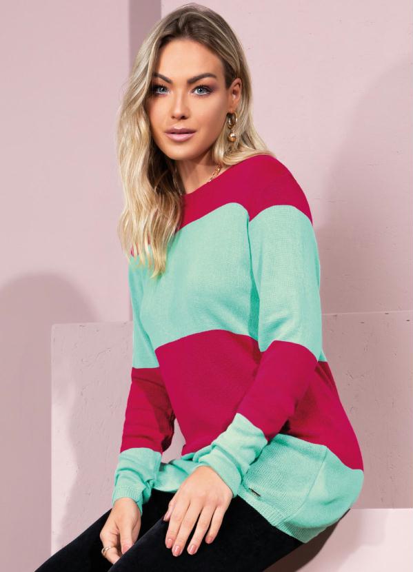 Suéter em Tricô (Pink e Menta)