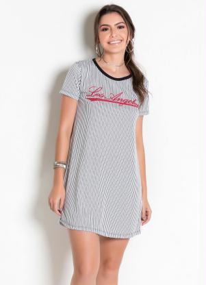 T-Shirt Dress (Listrado) com Estampa Frontal