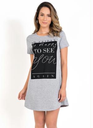T-Shirt Dress (Mescla) com Estampa Frontal