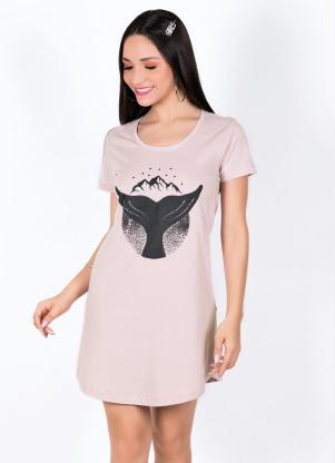 T-Shirt Dress (Ros) com Estampa Sereia
