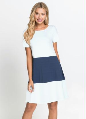Vestido Bsico Soltinho (Branco/Azul)