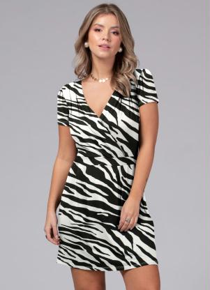 Vestido com Decote Transpassado (Zebra)