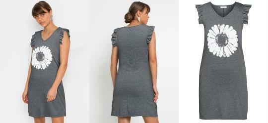 Vestido com Estampa Flor Chumbo