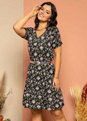 Vestido (Estampado) com Babado na Barra