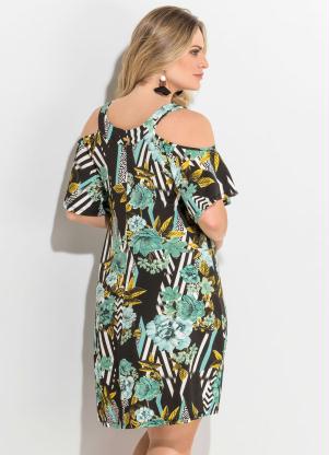 vestido estampado curto plus size