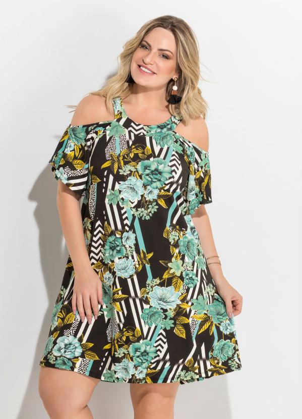 vestido ombro vazado plus size