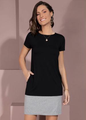 Vestido (Preto e Mescla) com Bolsos